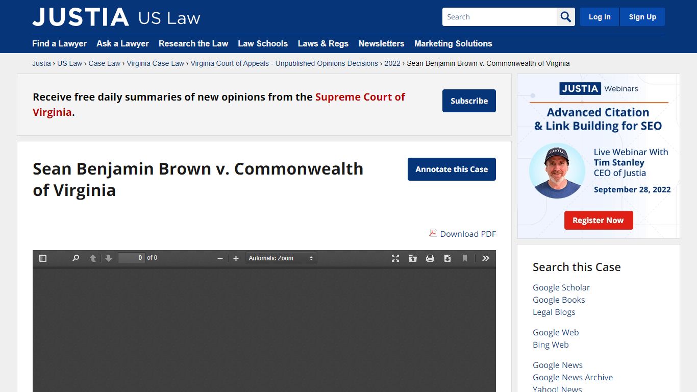 Sean Benjamin Brown v. Commonwealth of Virginia :: 2022 :: Virginia ...